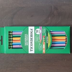Ticonderoga  10 Striped Wood Pencils, #2 Soft Lead, Pre-sharpened